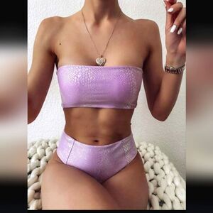 Shein High Waisted Bikini Iridecent Purple Bathing Suit